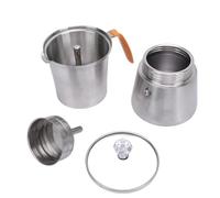 NinGYiYan pour café italien, poignée résistante à la chaleur, couvercle en verre, cafetière portable en acier inoxydable pour thé au lait, capacité de 300 ml, design durable et (300ML)