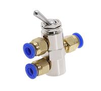 NINHFTDROU Interrupteur à Bascule, vanne mécanique Soupape d'échappement 2 Positions 5 Voies Interrupteur à Bascule mécanique cylindrique à air pneumatique avec raccords TAC2-4V MTDHH(6mm)