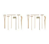 Niniang 12X Mini Ensemble D'Outils en Bambou de Râteau de Jardin Japonais, Kit de Jouet de Thérapie de de Sable de Bac à Sable en Bois pour la Méditation de Paix Spirituelle