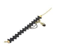 Niniang 1X Fille Mode Noir Dentelle Amour Pendentif ChaîNes de Cheville ChaîNe Femmes Cheville Bracelet Pieds Nus Sandale Plage Pied