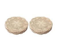 Niniang 24 Pièces Vintage Coton Mat Ronde Main Crochet Dentelle Napperons Fleur Dessous de Verre Lot Ménage Table Décorative