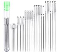 Niniang 25 Aiguilles à Coudre à Gros Chas - 5 Tailles D'Aiguilles à Coudre à la Main à Gros Chas dans un Tube de Rangement Transparent pour la Couture et L'Artisanat