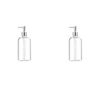 Niniang 2X Distributeur de Savon Distributeur de Savon en Verre Transparent avec Pompe Distributeur