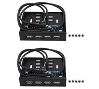 Niniang 2X Support de Connecteur D'Adaptateur D'Extension de Panneau USB 2.0 HUB USB 2.0 4 Ports Baie de Disquettes 3,5 Pouces avec Câble 9 Broches pour Bureau