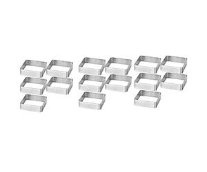 Niniang Anneau à Perforé Moules à Tartelettes en Acier Inoxydable Forme Carrée Moule à Gâteau Cercle Pâtisserie Française Outil de Cuisson, Paquet de 15