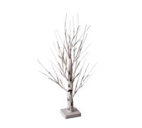 Niniang Arbre de Table, Arbre Blanc avec Lumières LED, Arbre Blanc Chaud avec Minuterie Alimenté par Batterie, Arbre Éclairé Facile à Utiliser