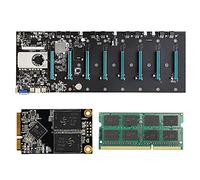 Niniang Carte MèRe MinièRe S37 BTC avec CPU + 128G SSD + 4 GB de MéMoire RAM DDR3 8XPCIE 16X Port RJ45 RéSeau Gigabit pour Mineur BTC