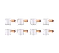 Niniang Crémier en Verre Transparent 8 Pièces Séries avec Poignée en Bois, Mini Pichet de Crémier AU Lait de Café. 100 ML