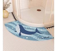 Niniang Tapis Douche Angle Arrondi Antidérapant Lavable Shaggy Doux Entretien Facile Absorbant Sechage Rapide Salle de Bain Forme D'éventail
