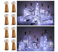 Ninight Guirlande lumineuse 15 LED en liège pour bouteille de vin fée fil de cuivre éclairage étoilé à piles pour bricolage de Noël Halloween fête de mariage intérieur et extérieur 8 Packcool White