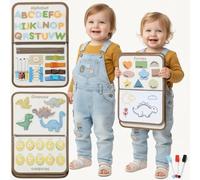 niniland Busy Board Dinosaure Montessori 6 en 1, Jouet Éducatif pour Enfant 2-5 Ans Garçon & Fille, Tableau d'Activités d'Éveil et de Voyage, pour Apprentissage Précoce