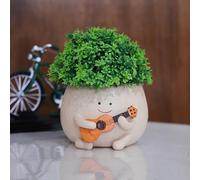 NINIPAPA Pots de fleurs mignons smiley pour plantes d'intérieur et d'extérieur avec tête en résine et trou de drainage - Cadeau unique pour la fête des mères, un anniversaire, Noël