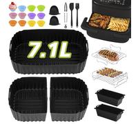 Ninipie 28PCS Moule Silicone Accessoires Air Fryer pour Philips Série 1000 Double Panier 7.1L, Réutilisable Plat Airfryer Liners Accessories pour Philips Dual Panier Friteuse à Air (NA154/00)