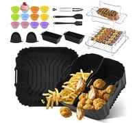 Ninipie 29PCS Moule Silicone Air Fryer Accessoires pour Philips 6.2L NA230 & Friteuse à Air Moulinex 7.5L, Réutilisable Air Fryer Silicone Lines pour Ninja AF180EU/Ninja AF140EU & Cosori 5,5L/6L/6.2L