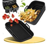 Ninipie 2PCS Moule Silicone Air Fryer, Pliable Plat pour Accessoires Aifryer Ninja Foodi Max Dual Zone 9.5L AF400EUCP AF400EU Ninja 9,5L Double Stack XL SL400EUCP SL400EU AF500EUCP 10,4L Panier