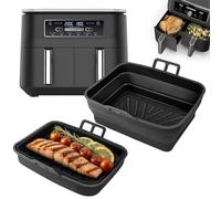 Ninipie Lot de 2 doublures pliables en silicone pour friteuse Ninja Foodi Max Dual Zone AF300UK AF400UK 7.6L-9.5L AF451UK SL400UK, accessoires de friteuse à air comprimé Tower Air Fryer Paniers en