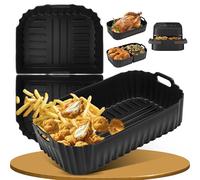 Ninipie Moule Silicone Accessoires Air Fryer pour Philips Série 1000 Double Panier 7.1L, 3PCS Réutilisable Plat Airfryer Liners Accessories pour Philips Dual Panier Friteuse à Air (NA154/00)