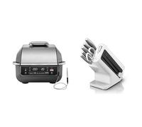 Ninja 5-en-1 Grill d’intérieur et friteuse sans huile, 5 modes, EG351EU + Ninja StaySharp Ensemble de couteaux 6 pièces en acier inoxydable avec aiguiseur intégré, K62006EUWH