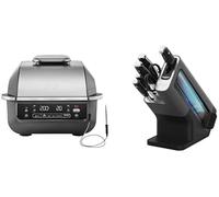 Ninja 5-en-1 Grill d’intérieur et friteuse sans huile, EG351EU + Bloc-couteaux Ninja Foodi StaySharp avec Affûteur, Ensemble de Couteaux 6 Pièces Aiguisés, K32006EU