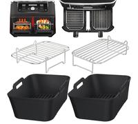 Ninja Accessoires Air Fryer | HONYAO 4 Pièces Moule Silicone Air Fryer Grille Air Fryer pour Ninja AF400EU DZ400EU AF300EU et Autres Dual Friteuse 7,6-10 L | SANS BPA Réutilisable Plat Air Fryer