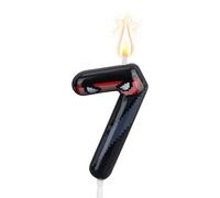 Ninja Anniversaire Numéro Bougie, Pixel Masqué Ninja Thème Chiffre Bougie Happy Birthday Gâteau Topper Décorations pour Enfants Anniversaires Fête Fournitures (Numéro 7)