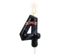 Ninja Anniversaire Numéro Bougie, Pixel Masqué Ninja Thème Chiffre Bougie Happy Birthday Gâteau Topper Décorations pour Enfants Anniversaires Fête Fournitures (Numéro 4)