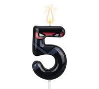 Ninja Anniversaire Numéro Bougie, Pixel Masqué Ninja Thème Chiffre Bougie Happy Birthday Gâteau Topper Décorations pour Enfants Anniversaires Fête Fournitures (Numéro 5)