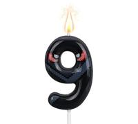 Ninja Anniversaire Numéro Bougie, Pixel Masqué Ninja Thème Chiffre Bougie Happy Birthday Gâteau Topper Décorations pour Enfants Anniversaires Fête Fournitures (Numéro 9)
