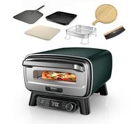 Ninja Artisan - Four électrique à pizza et friteuse à air d'extérieur, 4 programmes de cuisson, planche à découper, découpeuse, pierre réfractaire 30 cm, pelle, panier, panier de friture, vert