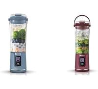 Ninja Blast Blender portable, 530 ml, couvercle résistant aux fuites et bec verseur, mini blender sans fil puissant, rechargeable, smoothies, shakes, mixe fruits et glaçons, BC151EUNV + BC151EUCR