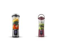 Ninja Blast Blender portable, 530 ml, couvercle résistant aux fuites et bec verseur, mini blender sans fil puissant, rechargeable, smoothies, shakes protéinés, noir, BC151EUBK + Canneberge, BC151EUCR