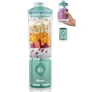 Ninja Blast Max Mixeur portable + Twist & Go, smoothie personnel, mélange, Ice Crush, 3 programmes, sans fil, récipient amovible de 650 ml, passe au lave-vaisselle, étanche, verre de mer/bleu