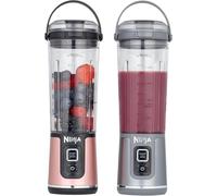 Ninja Blast Pack de 2 blenders portables de 530 ml, couvercle anti-fuite et bec verseur, sans fil, rechargeable, smoothies, shakes protéinés, granités, or rose et argent métallisé, BC151UKEUGV