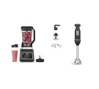 NINJA BN750EU 2-in-1 Blender noir/argent + Ninja Foodi 3-en-1 Mixeur, Mélangeur et Hachoir à main, démarrage progressif, 2 vitesses de mixage et 5 vitesses, 850W, noir CI100EU