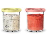 Ninja Pots à glace Creami Deluxe lot de 2 500ml sans BPA lave-vaisselle transparent/corail/jaune