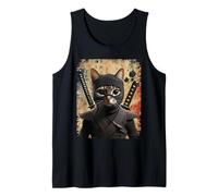 Ninja Cat Graphic Warrior Vintage Art Japonais Anime Débardeur