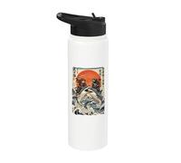 Ninja Cat Riding Shark | Ukiyo-e Art, Samourai Cat Stainless Steel Insulated Water Bottle