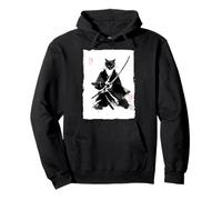 Ninja Cat Samourai Peinture à l'encre Japonaise Sumi-e Vintage Sweat à Capuche