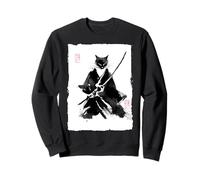 Ninja Cat Samourai Peinture à l'encre Japonaise Sumi-e Vintage Sweatshirt