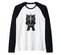 Ninja Cat Sword-Fighter Kawaii Arts Martiaux Karaté Ninjutsu Manche Raglan
