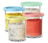 Ninja Creami Deluxe Lot de 4 pintes et couvercles de rechange de 24 oz compatibles avec les gammes NC501, NC500 sans BPA, passent au lave-vaisselle