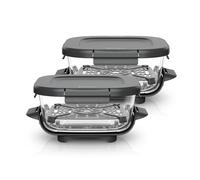 Ninja CRISPi 2 boites en verre sous vide TempWare plats 1,4 L avec couvercles à pression, bols de friteuse sans huile pour préparer, cuire et stocker, couvercles sans bisphénol A XSKLIDPLT2EUUK