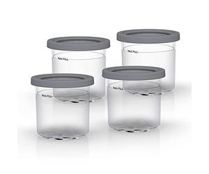 Ninja Dessert Tubs - Pack of 4 [XSK4PINTEUUK] Official Accessory Compatible with Ninja Ice Cream Maker NC300UK, Grey/Clear