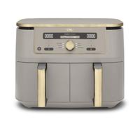 NINJA Dual Zone Max Air Fryer 2 Compartiments, Capacité Familiale de 9,5L, Max 240°C, Air Fryer 6-en1, Pièces Antiadésives Amovibles Lavables Au Lave-Vaisselle, Stone/Or DZ400EUSTGD