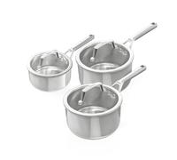 Ninja EverClad Batterie de 3 casseroles en acier inoxydable, Convient à tous les types de feux, y compris l’induction, Compatible au four jusqu’à 315 °C, Base 100% induction, C93003EUI