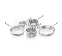 Ninja EverClad Batterie de 5 casseroles et poêles à frire en acier inoxydable, Convient à tous les types de feux, y compris l’induction, peut aller au four jusqu’à 300 °C, C95005EUI