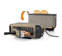 Ninja Foodi 3-en-1, Grille-Pain, Grill et Presse-panini, 7 Fonctions de Cuisson, inclut un Presse-panini, un Plateau de Cuisson et un Bac à Miettes, Stone/or, ST202EUSTGD
