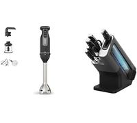 Ninja Foodi 3-en-1 Mixeur, Mélangeur et Hachoir à main, démarrage progressif, CI100EU + Bloc-couteaux Ninja Foodi StaySharp avec Affûteur, Ensemble de Couteaux 6 Pièces Aiguisés, K32006EU