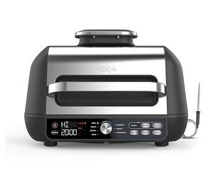 NINJA Foodi MAX PRO Grill, Plancha et Friteuse à air avec sonde de cuisson numérique, 3,8L, 7 en 1, Grill, Air Fryer, Cuire, Rôtir et plus, Pièces lavables au lave-vaisselle, Argent/Noir AG651EU