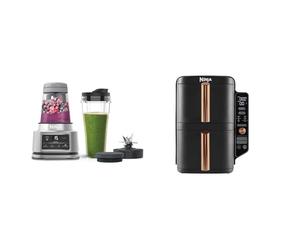 Ninja Foodi Power Nutri Blender 2-en-1, mixe des bols de smoothie et des boissons glacées, CB100EU + Ninja Double Stack XL Air Fryer, Friteuse sans huile Verticale Double Tiroir, SL400EUCP